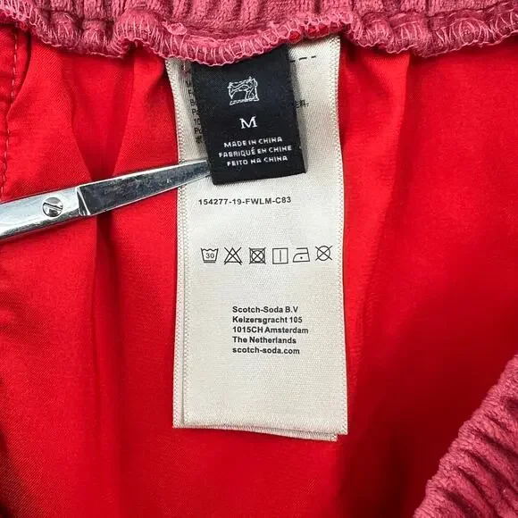 SCOTCH AND SODA The Peaks Velour Crop Track Pants Womens M Red Mid Rise Straight - Picture 12 of 16